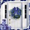 6 Rolls Christmas Chinoiserie Ribbon White and Blue Wired Edge Floral Ribbon Butterfly Flower Pattern Fabric Craft Wreath Bow Wrapping 2.52 Inches by 5 Yards